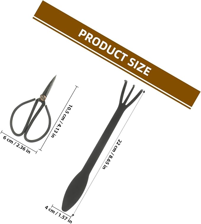 Garden Tool Set 5pcs Bonsai Pruning Scissors and Hand Tools Kit for Outdoor Gardening Soil Loosening Rake with Ergonomic Handles for Plant Maintenance