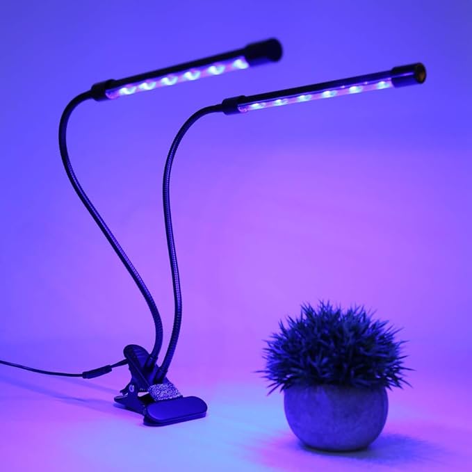USB LED Grow Light with Clip 18W Red and Blue 27.6 Inch Flexible Arm for Indoor Plants - Energy Efficient Adjustable Brightness Ideal for Hydroponics and Flowering