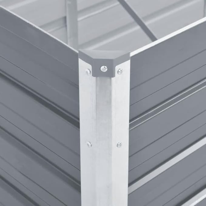 Galvanized Steel Garden Raised Bed Kit Outdoor Planter Raised Garden Boxes Metal Raised Garden Beds for Vegetables Herbs Flowers 157.5x31.5x17.7 Gray-1128