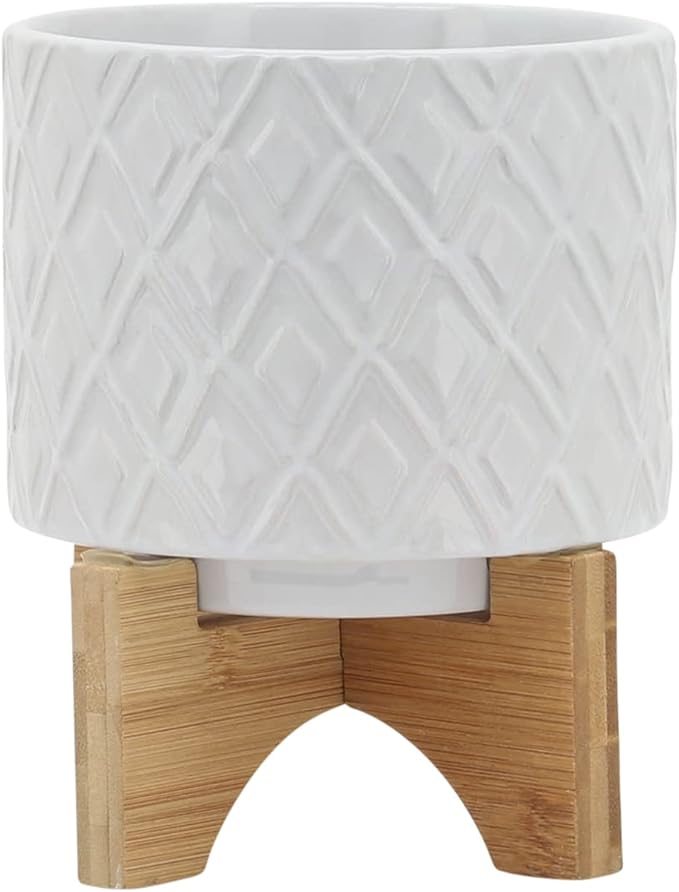 Generic 5 Diamond Planter W Stand White