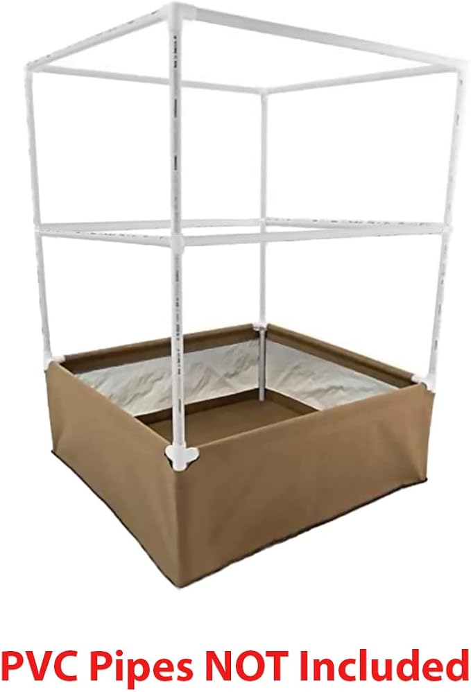 Grassroots Fabric Pots 4' x 4' Living Soil Raised Bed with Double Trellis Fittings