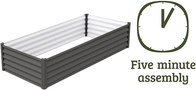 ABSCO Premium Galvanized DIY 6' x 3' Rectangle Garden Bed DIY with Easy Assembly and Superior Drainage Woodland Gray Galvanized Steel Metal Planter Garden Planter Box with 16 Walls for All Plants