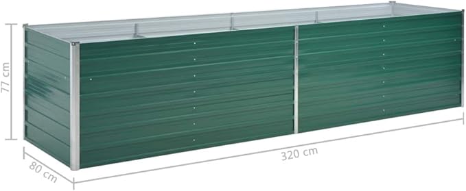 Garden Raised Bed Galvanized Steel 126x31.5x31.3 Green