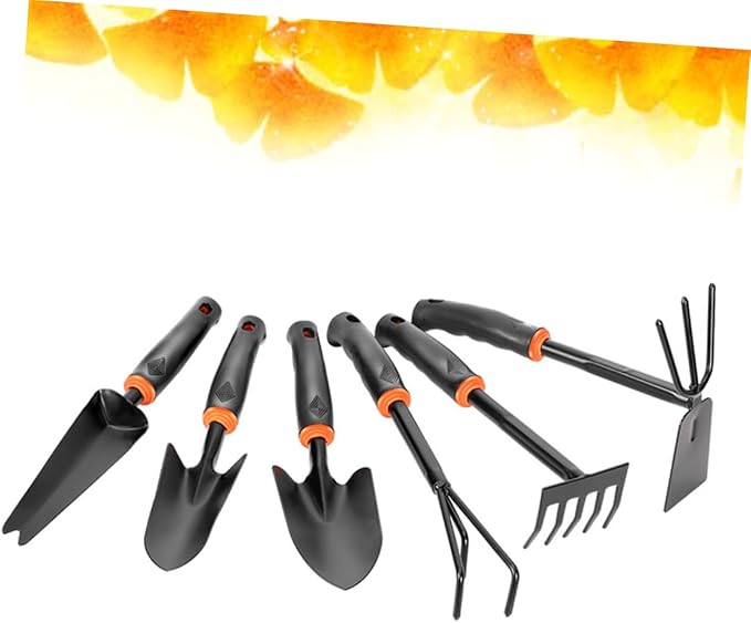 Kisangel 6pcs Garden Tool Shovel Rake Hoe Hoeing Rake Iron Garden Tool for Indoor Outdoor Weeding