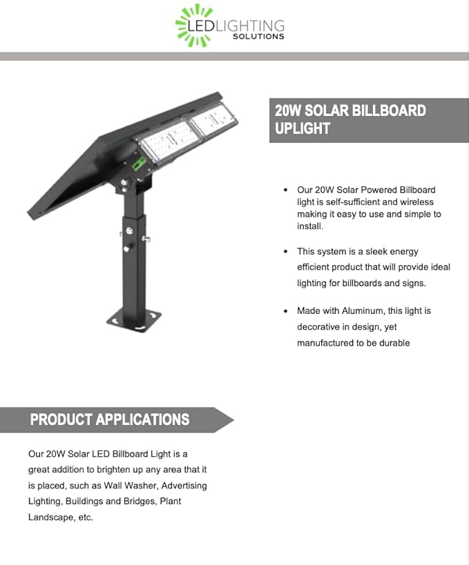 20W Solar LED Billboard Uplight