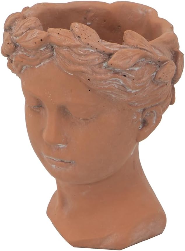 D6x9 Visage Head Bust Planter Brown