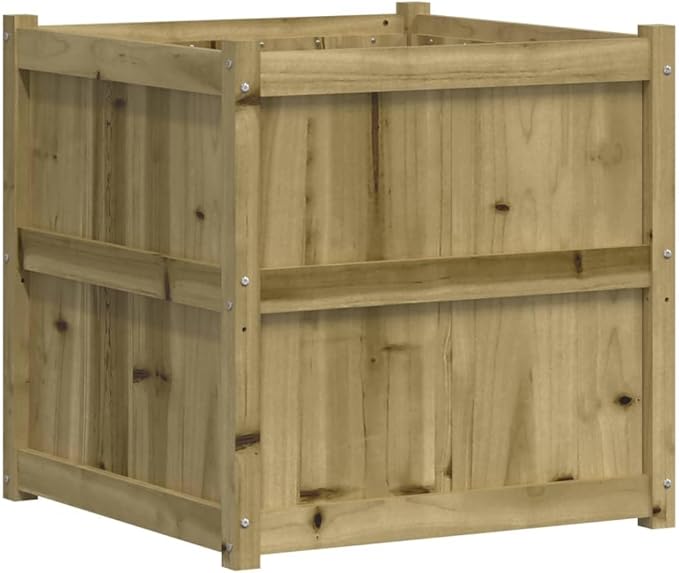 Garden Planter Natural Wood Solid Pine Wood Extra Large 27.6x27.6x27.6 inch Square Raised Garden Bed for Outdoor Plants
