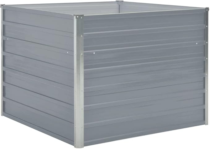 Raised Garden Bed 39.4x39.4x30.3 Galvanised Steel Gray