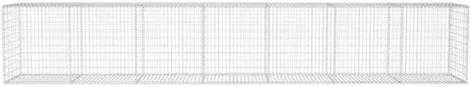 Gabion WallRaised Bed with Gabion net Flower PotBlock Wind and RainGabion Wall with Cover Galvanised Steel 19.7'x1.6'x3.3'