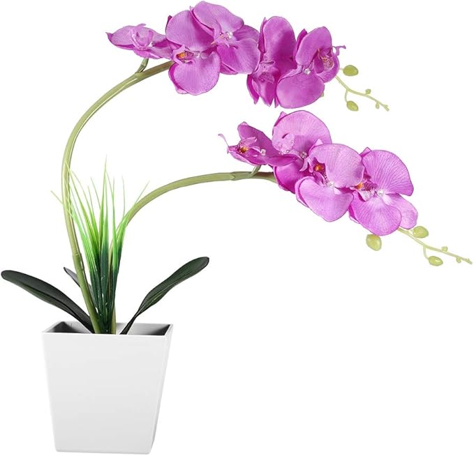 9LED Artificial Flower Pot Lamp Simulation Phalaenopsis Bonsai Flower Light Foldable DIY Decorative LED Flower Lamp with Bright White LEDs for Home Office Garden