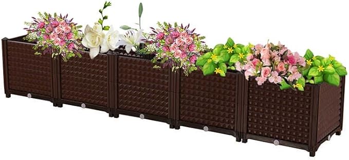 YSUEFIJO Raised Garden Bed Outdoor Planter Box with Water Design &amp Drainage Holes Vegetable Flowers Planting Raised Container Garden Bed Kit for Backyard/Patio/Gardener