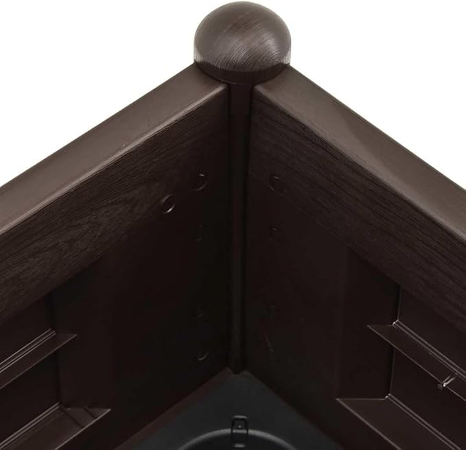 39.4 x 39.4 x 13.8 in Raised Garden Bed Brown UV-Resistant Planter Box 21.1 Gallon Polypropylene Medium Elevated Flower Bed for Patio Balcony Backyard and Terrace