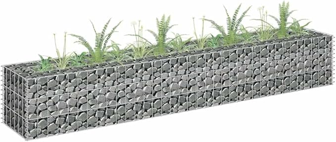 Gabion Raised Bed Silver Galvanized Steel 70.9 x 70.9 x 11.8 Inch Large Heavy Duty Planter Box for Outdoor Plants Garden Beds Outdoor Durable Metal Steel