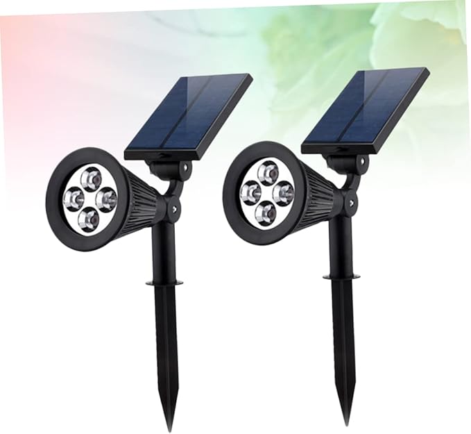 POPETPOP 2pcs Solar Garden Lights Led Ground Plug Landscape RGB Spotlight Outdoor Pathway Lights for Garden Patio Step Lighting