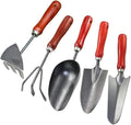 5PCS/Set Wooden Handle Iron Garden Shovel Rake Spade for Flowers Potted Plant Bonsai Mini Gardening Tools Set Digging Weeding