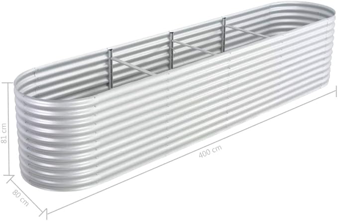 SKM Garden Raised Bed Garden Raised Bed 157.4x31.4x31.8 Galvanized Steel Silver