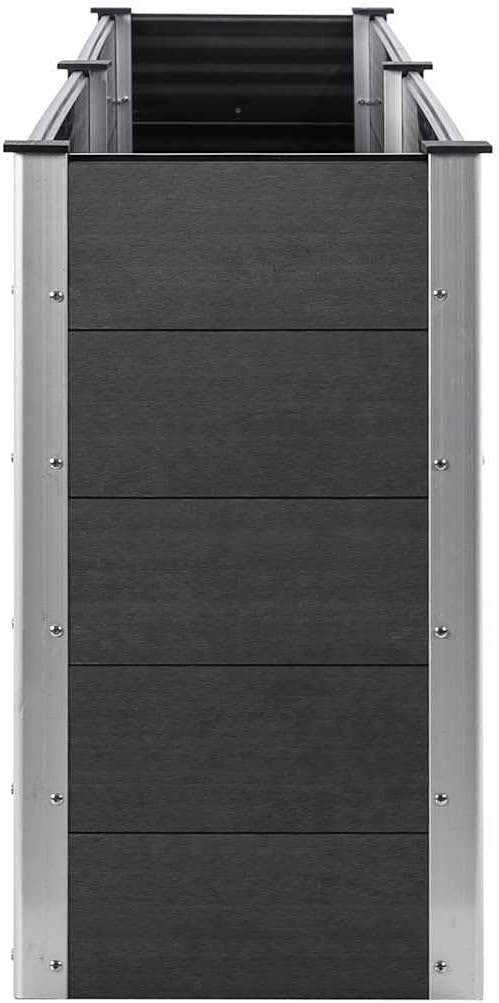 Large Garden Raised Bed Grey Wood Plastic Composite Steel Frame 78.7x19.7x35.8in Outdoor Planter for Vegetables Flowers Herbs