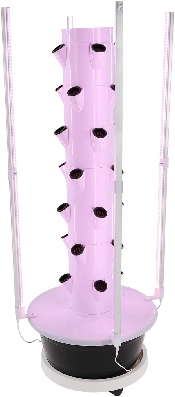 7-Layer 28-Site Hydroponic Growing System with LED Grow Light &amp Water Pump Indoor Herb Garden Kit for Home Kitchen Countertop Office Light Green Base (Black)
