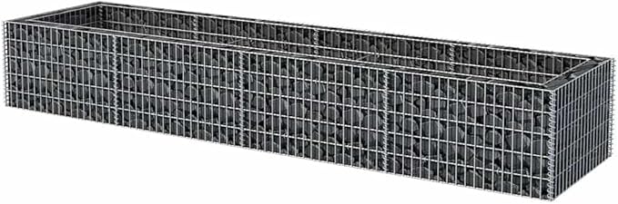Gabion Raised Bed Silver Galvanized Steel Large 141.7x141.7x19.7in Heavy-Duty Outdoor Planter for Gardening High Load Capacity Modern Industrial Look