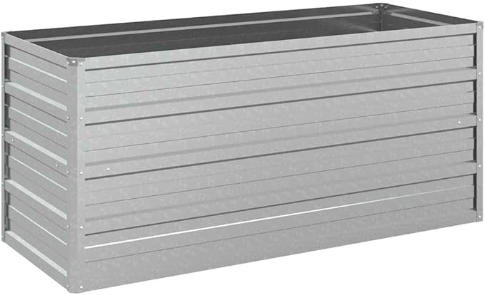Garden Raised Bed Silver Galvanized Steel 39.4x15.7x17.7 Inch Rectangular Planter for Outdoor Plants Gardening