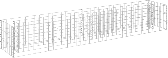 Gabion Raised Bed Silver Galvanized Steel 70.9 x 70.9 x 11.8 Inch Large Heavy Duty Planter Box for Outdoor Plants Garden Beds Outdoor Durable Metal Steel