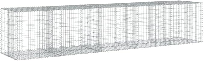 Gabion Basket with Cover 196.9x39.4x39.4 Galvanized Iron Raised Garden Bed Metal Basket Planter for Landscaping Outdoor Decor Garden Raised Bed Kit Retaining Wall