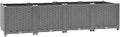 Large 63 x 63 x 14.9 in Light Grey Raised Planter Box UV-Resistant Polypropylene Garden Bed with Basketweave Texture Modern Outdoor Flower &amp Herb Container for Patio Balcony