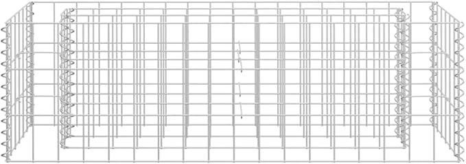 Galvanized Steel Gabion Raised Bed Planter Box 35.4 x 35.4 x 11.8 in Rustic Silver Cubic Outdoor Garden Planter for Balcony Patio Landscaping