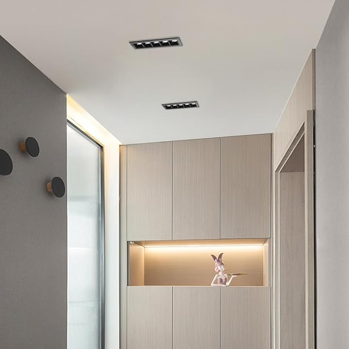 Black Ceiling Light Led Recessed Spotlight Square Flush Mount Accent Spotlighting Fixture Linear Directio l Spotlights Hallway Lamps Indoor