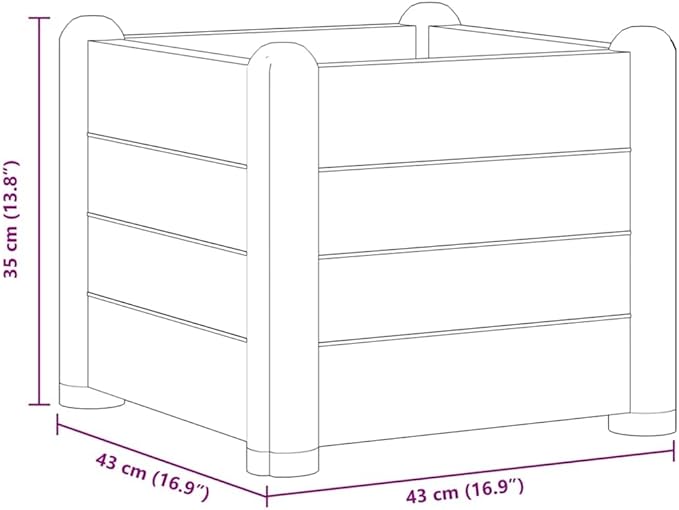 Raised Bed Mocha Polypropylene 16.9 in Square Garden Planter for Outdoor Plants Durable Raised Garden Bed for Patio Balcony Terrace
