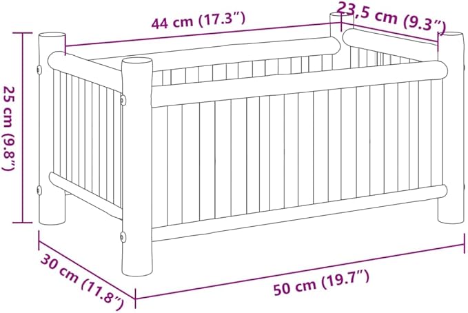 vidaXL Planter Raised Garden Bed - Outdoor Balcony Flower Box Bamboo Plant Stand - 19.7 x 11.8 x 9.8