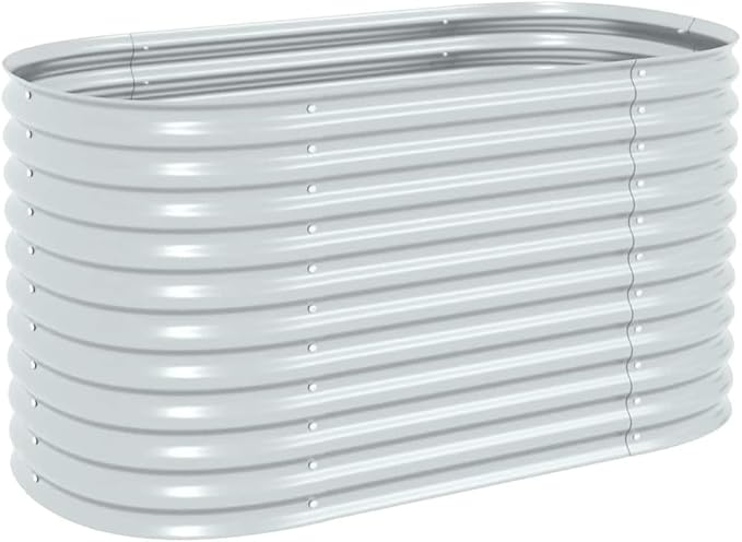 Powder-Coated Garden Raised Bed Metal Planter Box for Vegetables Flowers Herbs Silver Galvanized Steel 63.0x31.5x31.9 in-849