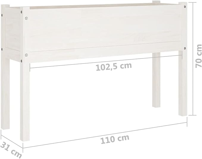 Raised Bed Wood Raised Beds for Garden Wooden Raised Bed Planter Raised Bed Wood White Herb Bed Wood Flower Box Flower Box Flower Tub Garden Planter 110 x 31 x 70 cm