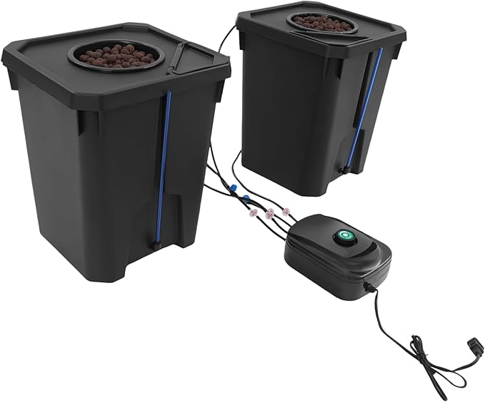 Hydroponic Growing Bucket Kit Recirculating Hydroponics Growing System Drip Garden System with 2 Hydroponics Growing Buckets &amp Air Pump Deep Water Culture Drip Irrigation Garden System