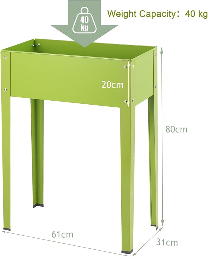 S AFSTAR Raised Garden Bed Galvanized Elevated Planter with Legs &amp Drainage Holes Freestanding Garden Bed for Indoor Outdoor Fruit Green Elevated Planter Box for Vegetable Flower Herb Fruit Gr
