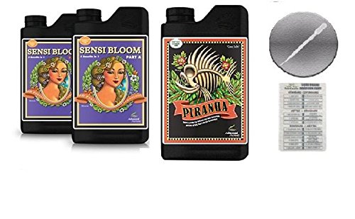 Advanced Nutrients Sensi Bloom A and B 4 Liter with Piranha 1 Liter Bundle with Conversion Chart and 3mL Pipette