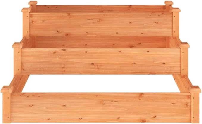 Garden Raised Bed Brown Solid Fir Wood 47.2x47.2x22.0 Inch Outdoor Planter Box for Vegetables Herbs Flowers Easy Assembly
