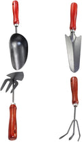4pcs Gardening Tool Set with Small Garden Shovel Soil Scoop Hand Trowel and Three-Prong Rake Mini Iron Tools for Planting Weeding and Soil Digging in Garden and Flower Pots
