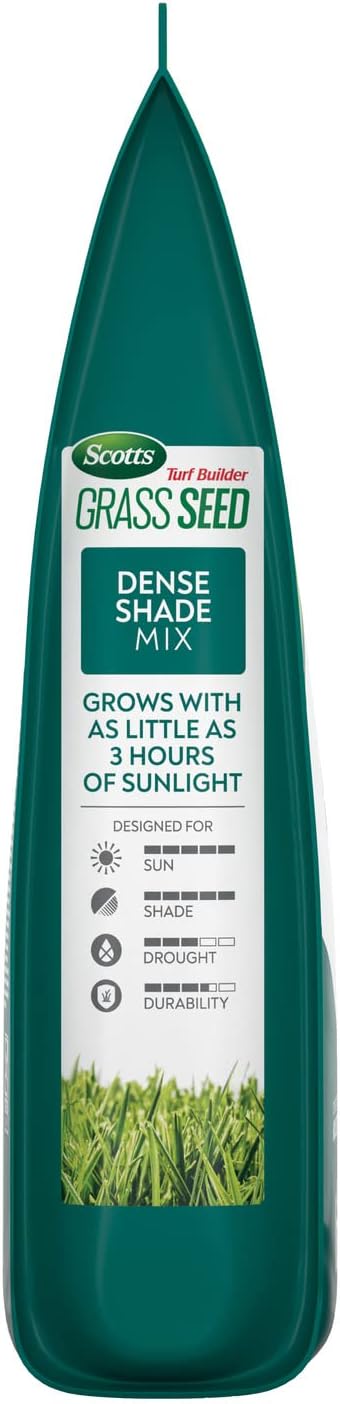Scotts Turf Builder Grass Seed Dense Shade Mix with Fertilizer and Soil Improver Grows With Little Sunlight 2.4 lbs.
