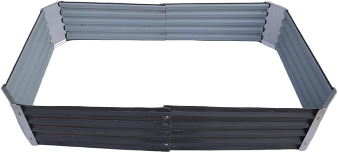 4ft x 2ft Galvanized Raised Garden Bed Horticultural Planting Box Metal Planter Boxes Outdoor Suitable for Plants Flowers Vegetables Herbs Fruits Dark Grey