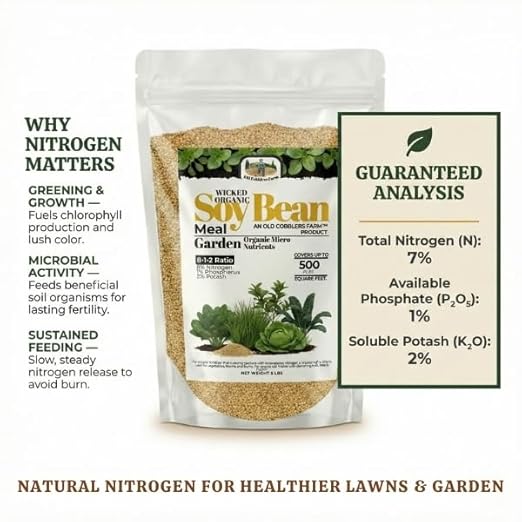 Old Cobblers Farm™ Wicked Organics Soy Bean Meal - Slow-Release Plant Nutrition for Strong Growth &amp Healthier Soil – (5 lbs | 10 lbs | 15 lbs | 20 lbs) (10lbs)