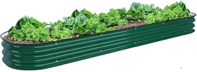 Oval Planter Raised Beds Raised Garden Bed Outdoor Galvanized Metal Planter Box Multi-Size Modular Garden Bed Kit Oval Versatile Planting (Color : Green Size : 195x60x20cm)