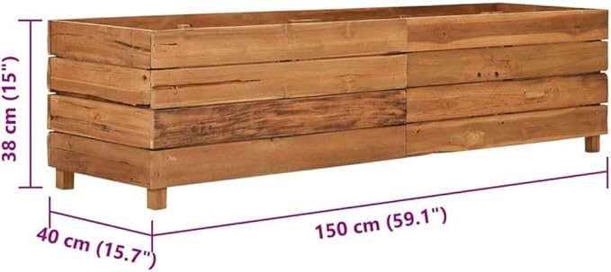 vidaXL Stylish and Durable Solid Teak Wood Raised Bed with Steel Rack for Indoor or Outdoor - Ideal for Flowers or Plants