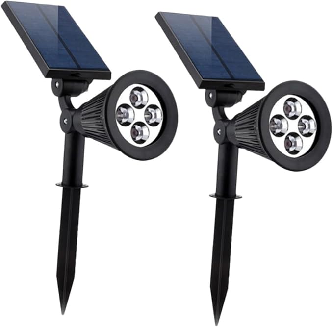 2Pcs Solar Spotlights RGB Landscape Lighting with LEDs Solar Powered Outdoor Lamp for Pathways Gardens and Patios Easy Installation No Wiring Required