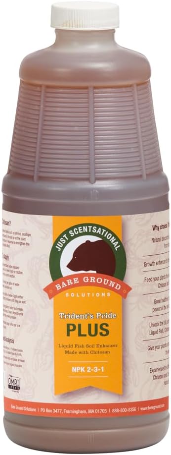 Just Scentsational TPCH-32Q Trident's Pride Plus Organic Liquid Fish Fertilizer with Brown Algae Extract and Chitosan 32 oz