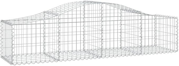 7-Piece Spiral Gabion Basket Set 78.7 x 19.7 x 23.6 in Galvanized Iron Raised Garden Bed Planter for Stones Modern Outdoor Divider for Patio and Backyard