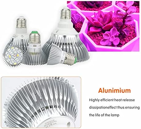 Luopan Indoor Lighting LED Grow Light AC85-265V 18W 28W 30W 50W 80W E27 Hydroponic Lighting for Flower Hydroponics System Indoor Garden Greenhouse Plants (Color : 80W)