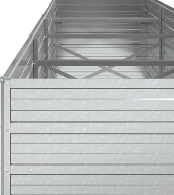 Galvanized Steel Garden Raised Bed Large Outdoor Planter Box with Open Bottom Metal Raised Planter Bed for Vegetables Flowers 126x31.5x30.3 Silver-376