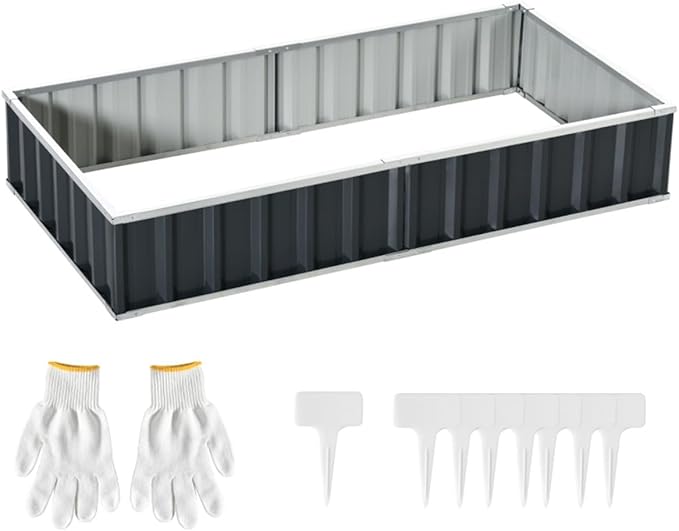 Garden BedEasy to Assemblefor VegetablesFruitsHerbs Flowers Metal Raised Garden(68.5 L x 35.5 W x 11.75 H). (Dark Gray)