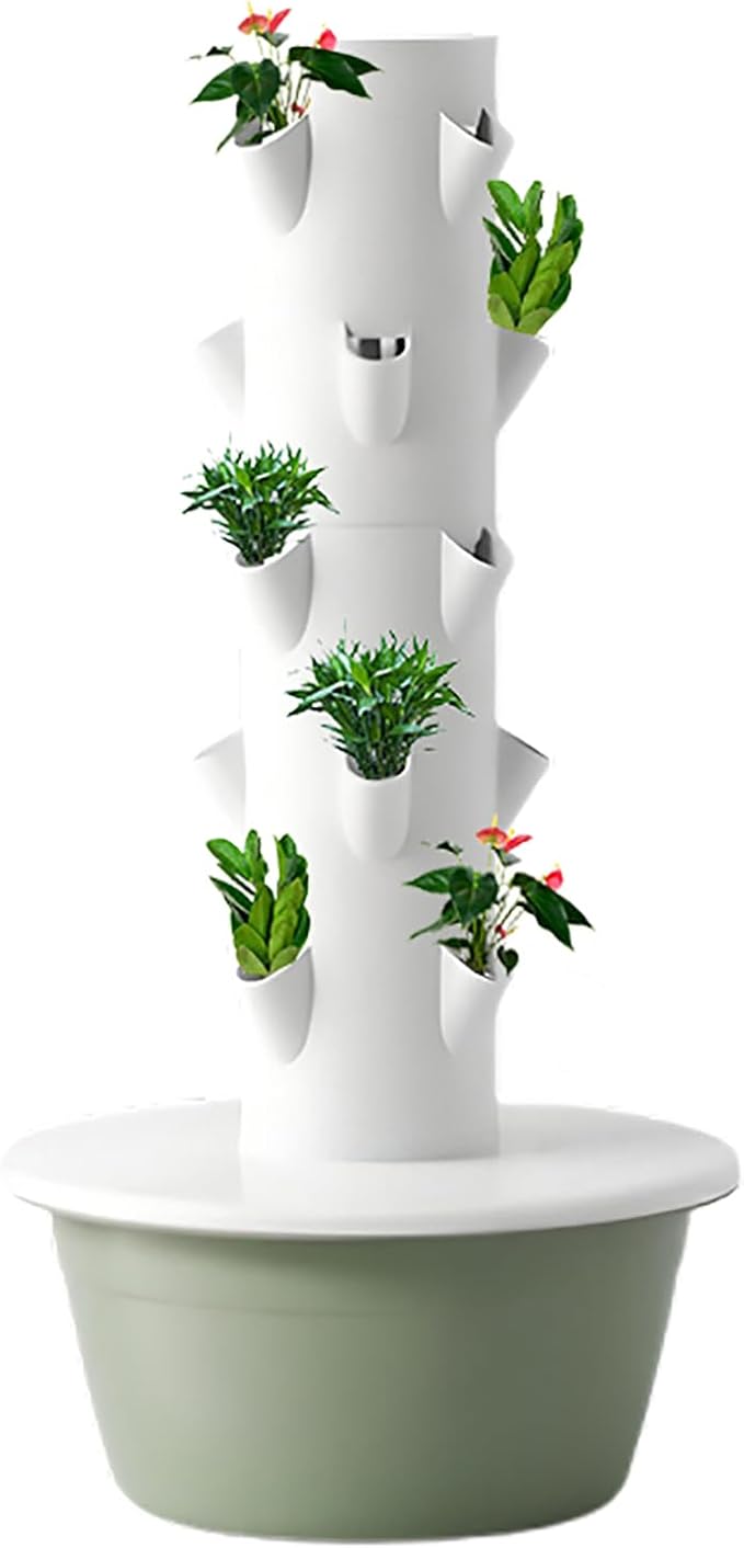 Vertical Hydroponics Growing SystemIndoor Outdoor Self-Watering Hydroponic Tower Garden Planter Tower with Pump for Herbs Fruits and Vegetables(20.8 Dx41.3 H 5 Tier)